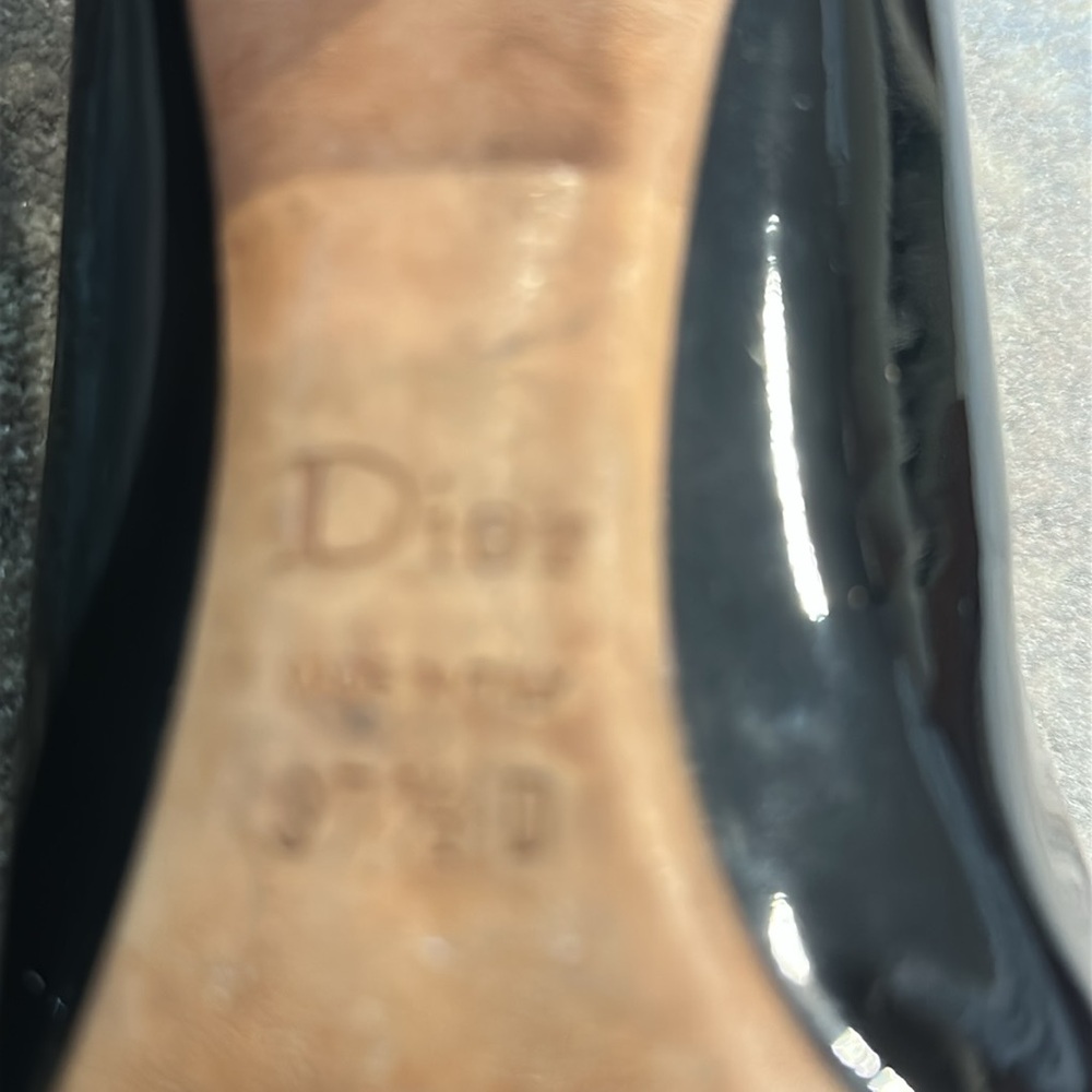 DIOR BLACK PATENT CHUNKY HEEL SHOE SIZE 7.5 - Picture 14 of 16